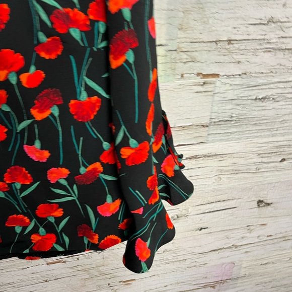 Karl lagerfeld blouse black red floral size 4 - Picture 3 of 10
